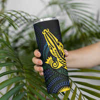 Personalized Solomon Islands Independence Anniversary Skinny Tumbler Crocodile Mix Tapa LT7 - Polynesian Pride