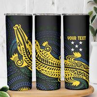 Personalized Solomon Islands Independence Anniversary Skinny Tumbler Crocodile Mix Tapa LT7 - Polynesian Pride