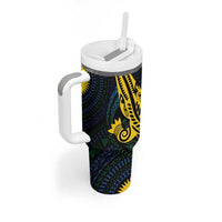 Personalized Solomon Islands Independence Anniversary Tumbler With Handle Crocodile Mix Tapa LT7 - Polynesian Pride