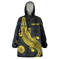 Personalized Solomon Islands Independence Anniversary Wearable Blanket Hoodie Crocodile Mix Tapa LT7 One Size Colorful - Polynesian Pride