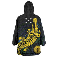 Personalized Solomon Islands Independence Anniversary Wearable Blanket Hoodie Crocodile Mix Tapa LT7 - Polynesian Pride