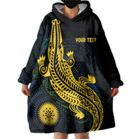 Personalized Solomon Islands Independence Anniversary Wearable Blanket Hoodie Crocodile Mix Tapa LT7 - Polynesian Pride