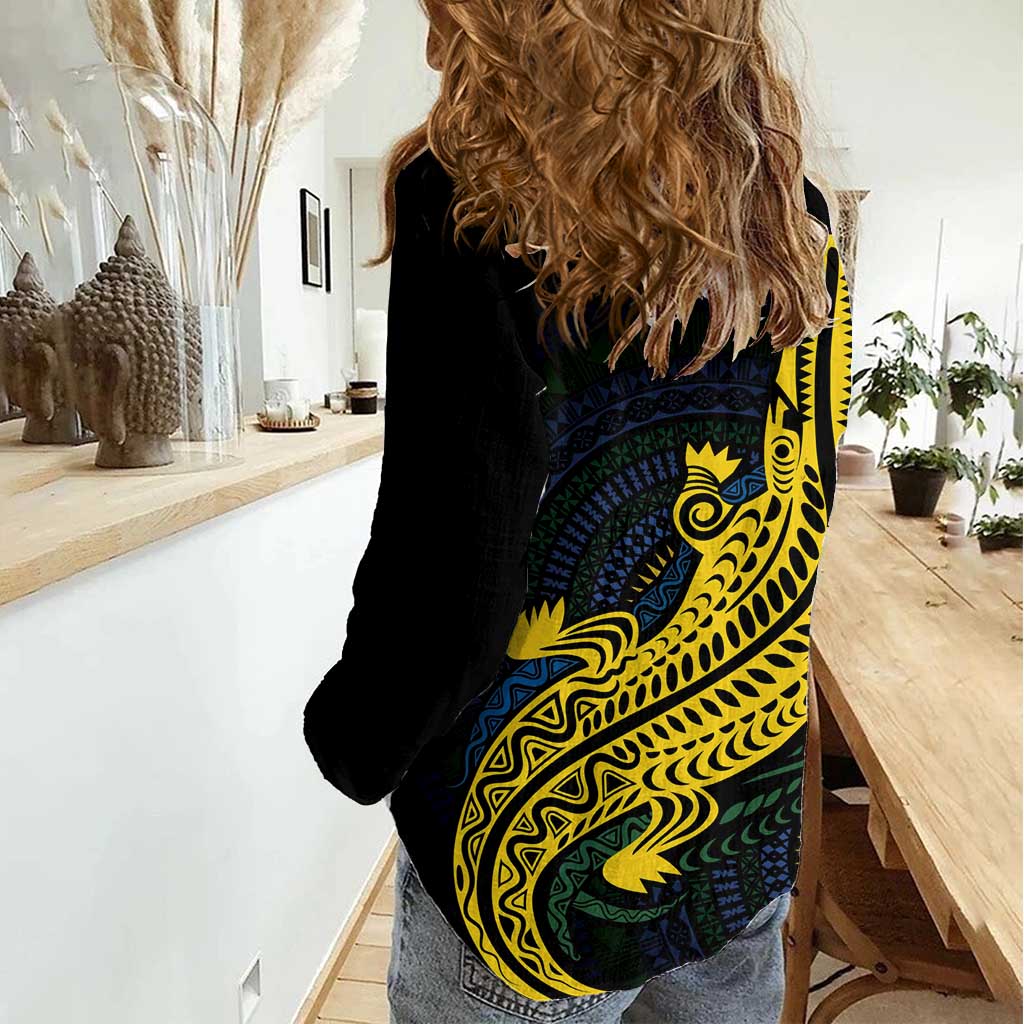Personalized Solomon Islands Independence Anniversary Women Casual Shirt Crocodile Mix Tapa LT7 - Polynesian Pride