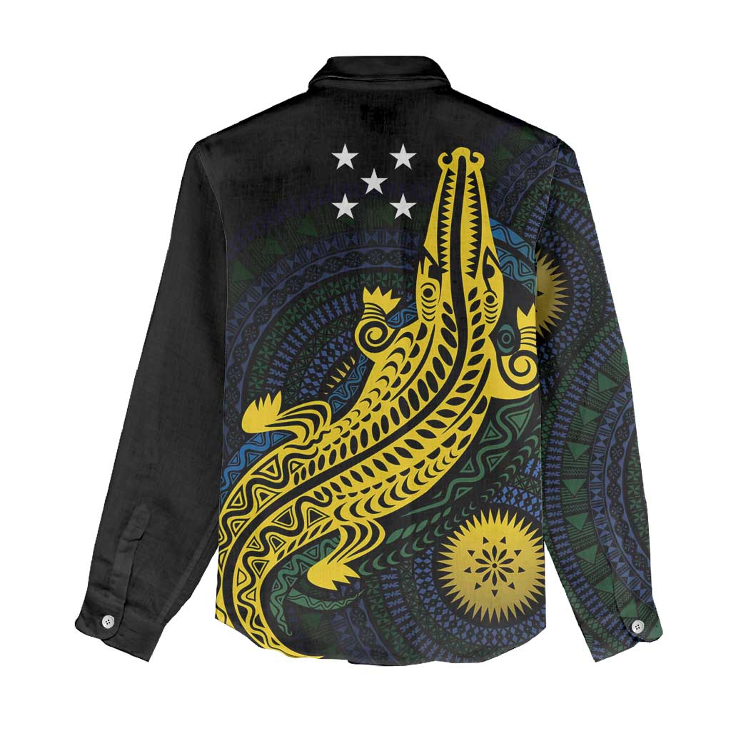 Personalized Solomon Islands Independence Anniversary Women Casual Shirt Crocodile Mix Tapa LT7 - Polynesian Pride