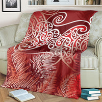 Aotearoa Maori Koru Curves Blanket Silver Ferns - Crimson Red LT7 - Polynesian Pride