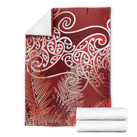 Aotearoa Maori Koru Curves Blanket Silver Ferns - Crimson Red LT7 - Polynesian Pride