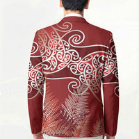 Aotearoa Maori Koru Curves Blazer Silver Ferns - Crimson Red LT7 - Polynesian Pride