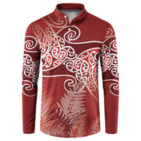 Aotearoa Maori Koru Curves Button Sweatshirt Silver Ferns - Crimson Red LT7 Red - Polynesian Pride