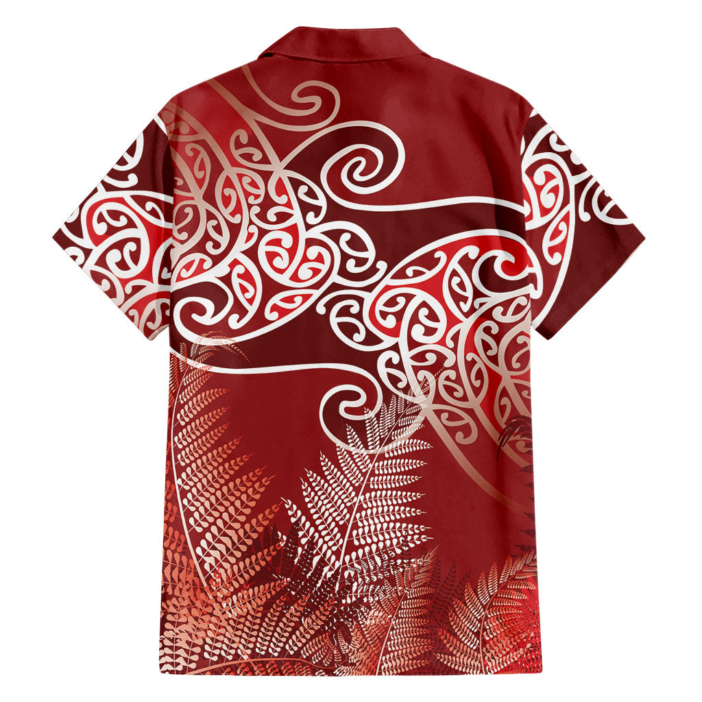 Aotearoa Maori Koru Curves Hawaiian Shirt Silver Ferns - Crimson Red LT7 - Polynesian Pride