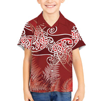 Aotearoa Maori Koru Curves Hawaiian Shirt Silver Ferns - Crimson Red LT7 - Polynesian Pride
