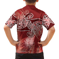 Aotearoa Maori Koru Curves Hawaiian Shirt Silver Ferns - Crimson Red LT7 - Polynesian Pride