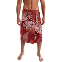 Aotearoa Maori Koru Curves Lavalava Silver Ferns - Crimson Red LT7 Red - Polynesian Pride
