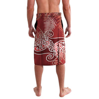 Aotearoa Maori Koru Curves Lavalava Silver Ferns - Crimson Red LT7 - Polynesian Pride