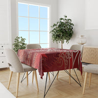 Aotearoa Maori Koru Curves Tablecloth Silver Ferns - Crimson Red LT7 - Polynesian Pride