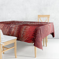 Aotearoa Maori Koru Curves Tablecloth Silver Ferns - Crimson Red LT7 - Polynesian Pride