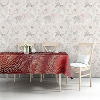 Aotearoa Maori Koru Curves Tablecloth Silver Ferns - Crimson Red LT7 - Polynesian Pride