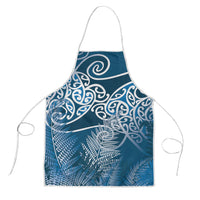 Aotearoa Maori Koru Curves Apron Silver Ferns - Navy Blue LT7 Navy Blue - Polynesian Pride