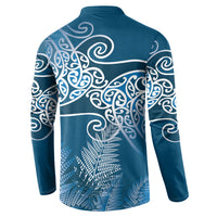 Aotearoa Maori Koru Curves Button Sweatshirt Silver Ferns - Navy Blue LT7 - Polynesian Pride