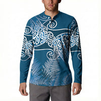 Aotearoa Maori Koru Curves Button Sweatshirt Silver Ferns - Navy Blue LT7 - Polynesian Pride