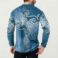 Aotearoa Maori Koru Curves Button Sweatshirt Silver Ferns - Navy Blue LT7 - Polynesian Pride