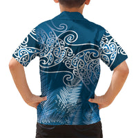Aotearoa Maori Koru Curves Hawaiian Shirt Silver Ferns - Navy Blue LT7 - Polynesian Pride