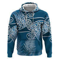 Aotearoa Maori Koru Curves Hoodie Silver Ferns - Navy Blue LT7 Pullover Hoodie Navy Blue - Polynesian Pride