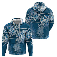 Aotearoa Maori Koru Curves Hoodie Silver Ferns - Navy Blue LT7 - Polynesian Pride