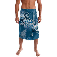 Aotearoa Maori Koru Curves Lavalava Silver Ferns - Navy Blue LT7 Navy Blue - Polynesian Pride