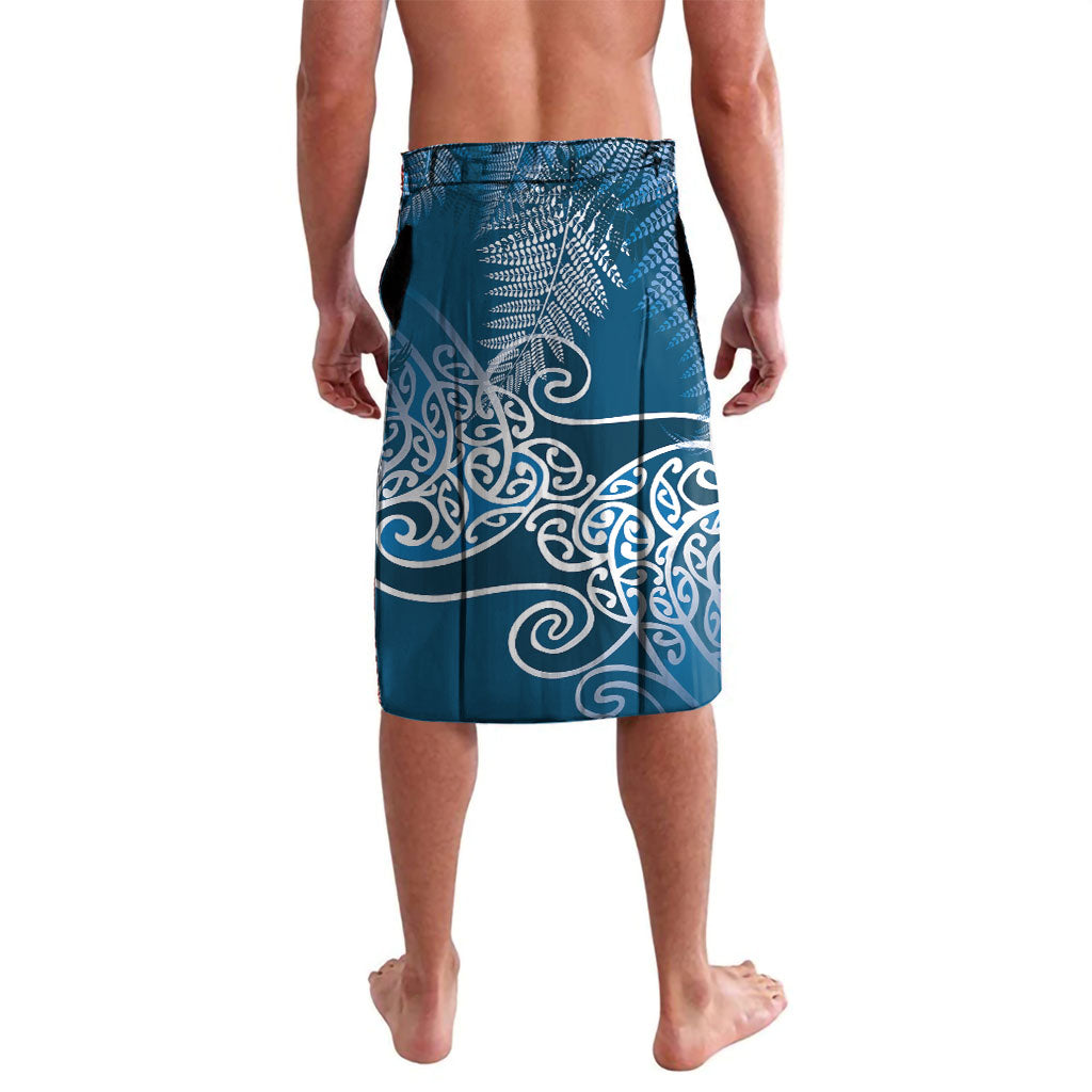 Aotearoa Maori Koru Curves Lavalava Silver Ferns - Navy Blue LT7 - Polynesian Pride
