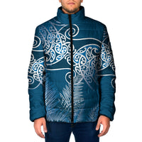 Aotearoa Maori Koru Curves Padded Jacket Silver Ferns - Navy Blue LT7 Men Navy Blue - Polynesian Pride