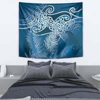 Aotearoa Maori Koru Curves Tapestry Silver Ferns - Navy Blue LT7 - Polynesian Pride