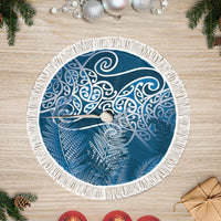 Aotearoa Maori Koru Curves Tree Skirt Silver Ferns - Navy Blue