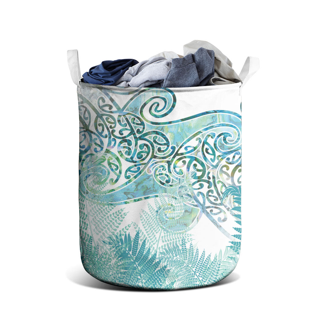 Aotearoa Maori Koru Curves Laundry Basket Mossy Paua Shell LT7 - Polynesian Pride