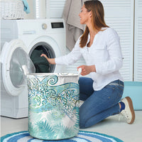 Aotearoa Maori Koru Curves Laundry Basket Mossy Paua Shell LT7 - Polynesian Pride