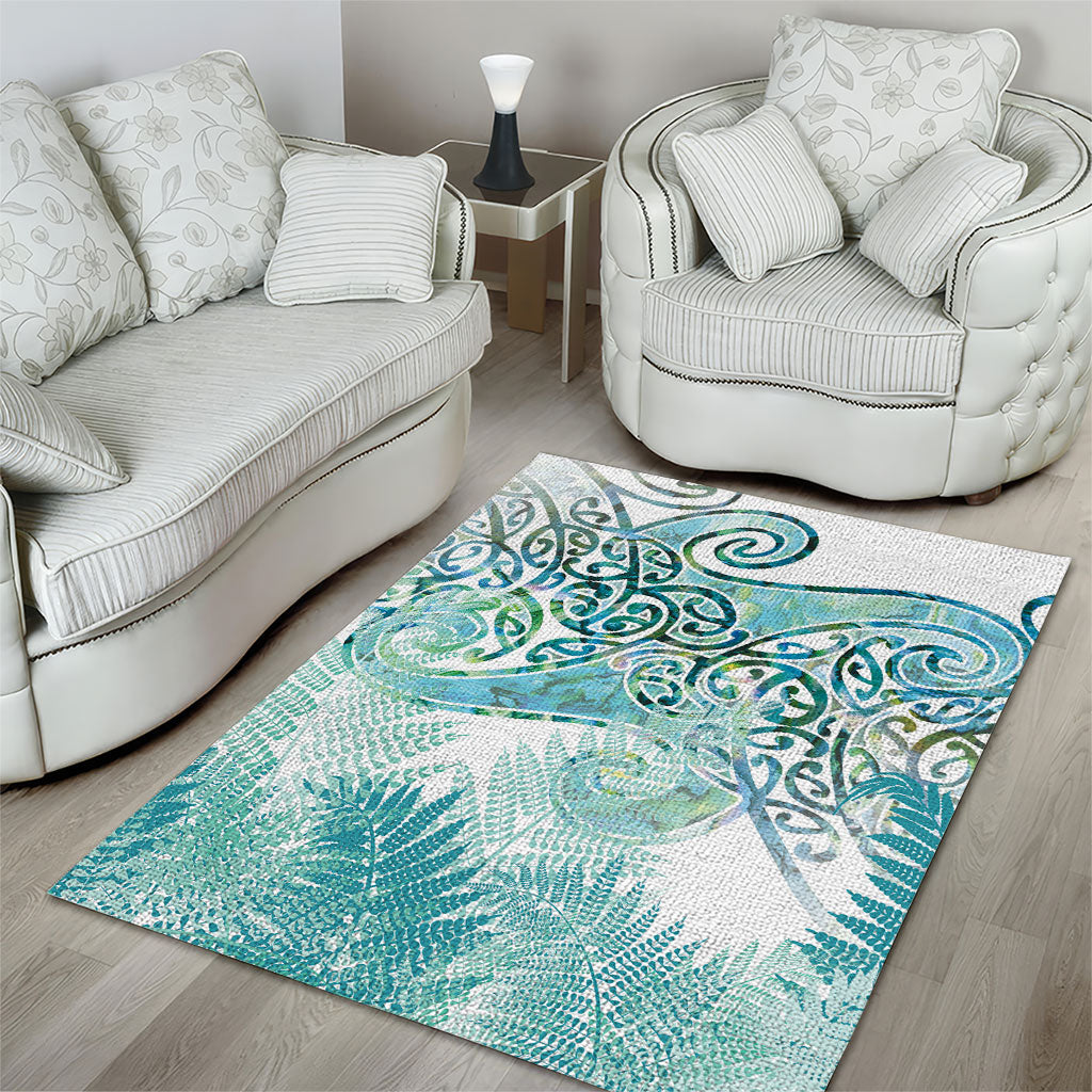 Aotearoa Maori Koru Curves Area Rug Mossy Paua Shell LT7 - Polynesian Pride
