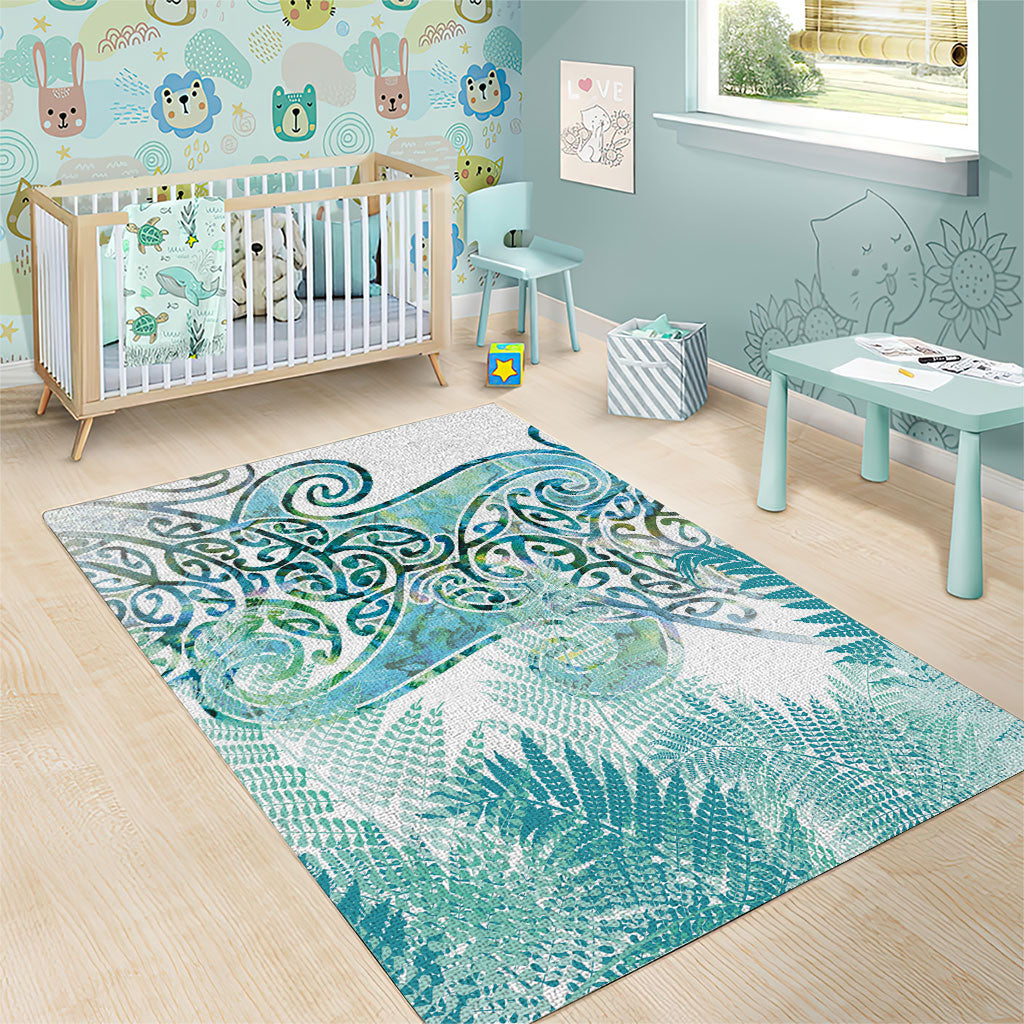 Aotearoa Maori Koru Curves Area Rug Mossy Paua Shell LT7 - Polynesian Pride