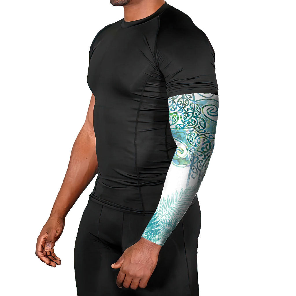 Aotearoa Maori Koru Curves Arm Sleeves Mossy Paua Shell LT7 - Polynesian Pride