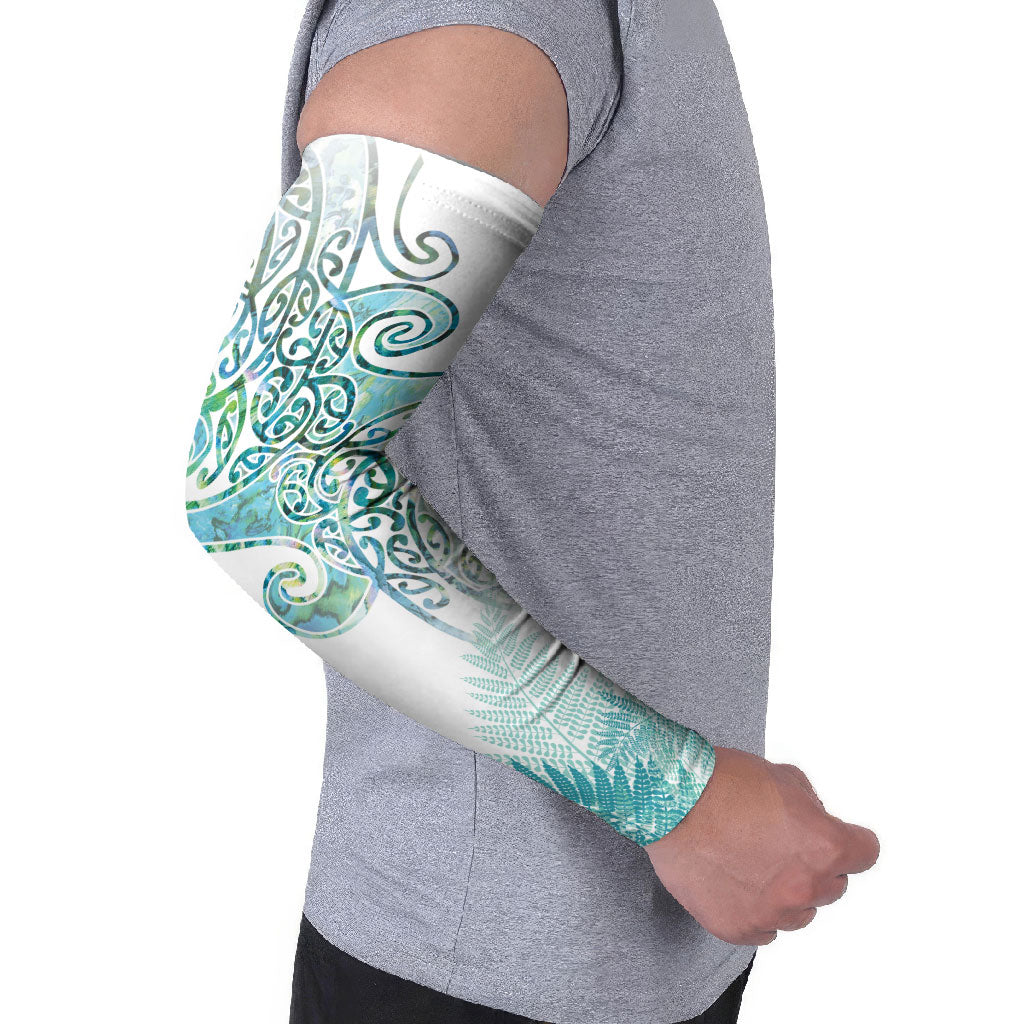 Aotearoa Maori Koru Curves Arm Sleeves Mossy Paua Shell LT7 - Polynesian Pride