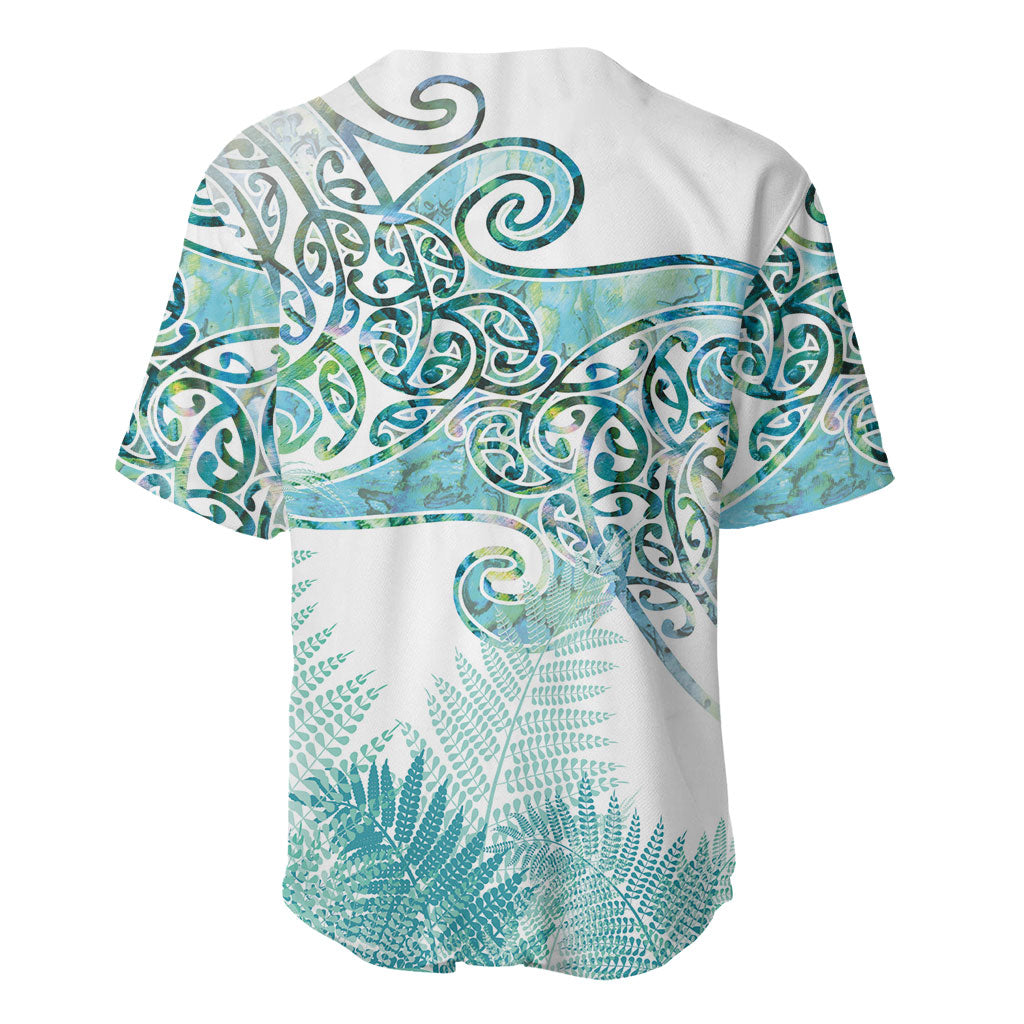Aotearoa Maori Koru Curves Baseball Jersey Mossy Paua Shell LT7 - Polynesian Pride