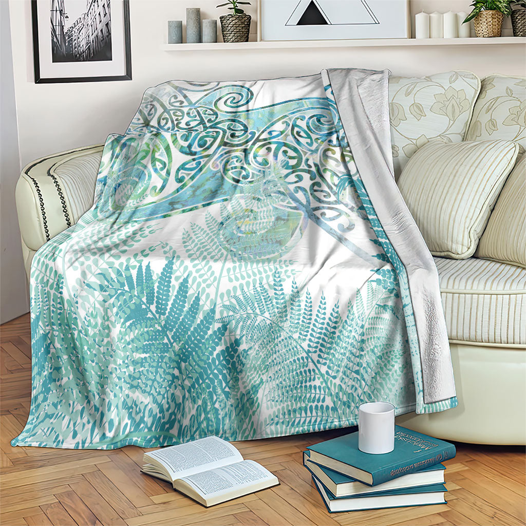 Aotearoa Maori Koru Curves Blanket Mossy Paua Shell LT7 Green - Polynesian Pride