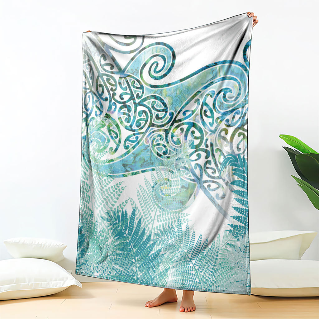 Aotearoa Maori Koru Curves Blanket Mossy Paua Shell LT7 - Polynesian Pride