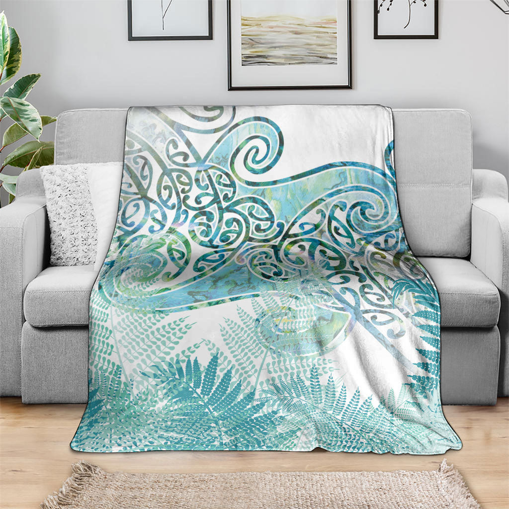 Aotearoa Maori Koru Curves Blanket Mossy Paua Shell LT7 - Polynesian Pride