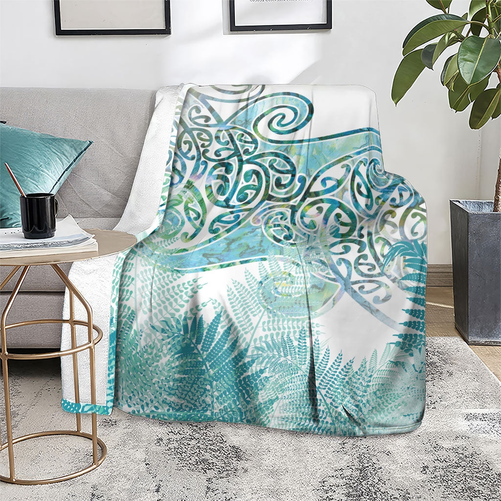 Aotearoa Maori Koru Curves Blanket Mossy Paua Shell LT7 - Polynesian Pride