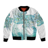 Aotearoa Maori Koru Curves Bomber Jacket Mossy Paua Shell LT7 Unisex Green - Polynesian Pride