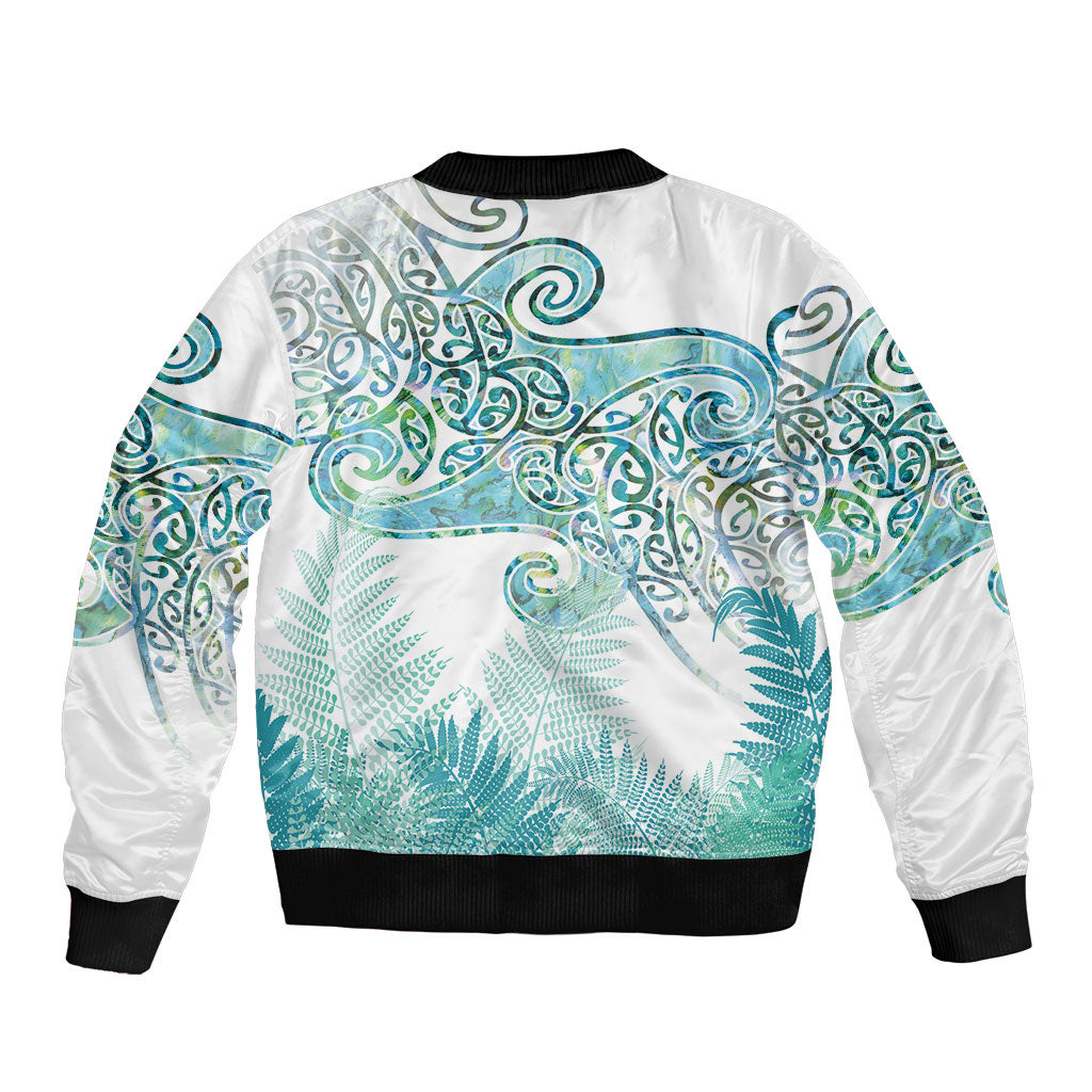 Aotearoa Maori Koru Curves Bomber Jacket Mossy Paua Shell LT7 - Polynesian Pride