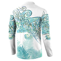 Aotearoa Maori Koru Curves Button Sweatshirt Mossy Paua Shell LT7 - Polynesian Pride