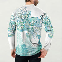 Aotearoa Maori Koru Curves Button Sweatshirt Mossy Paua Shell LT7 - Polynesian Pride