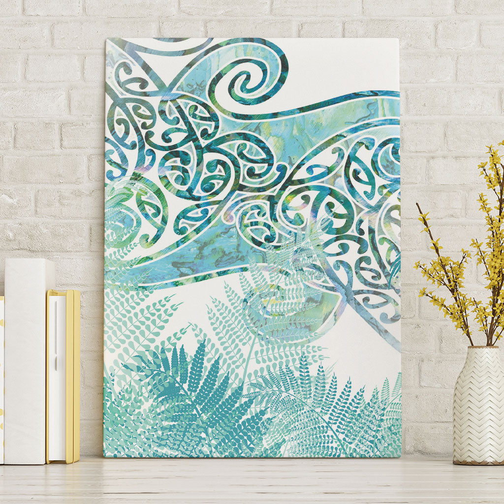 Aotearoa Maori Koru Curves Canvas Wall Art Mossy Paua Shell LT7 Without Frame Green - Polynesian Pride