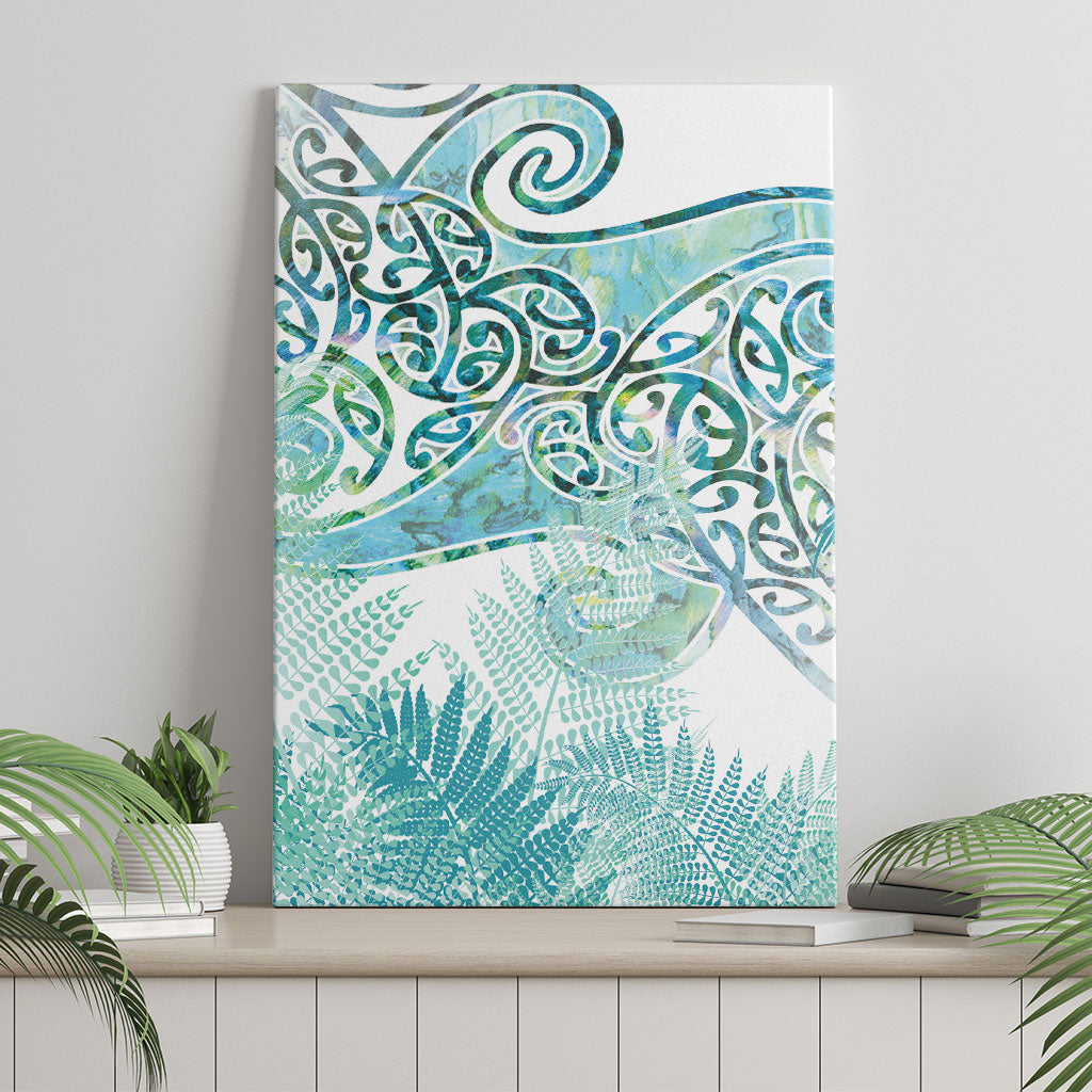 Aotearoa Maori Koru Curves Canvas Wall Art Mossy Paua Shell LT7 - Polynesian Pride