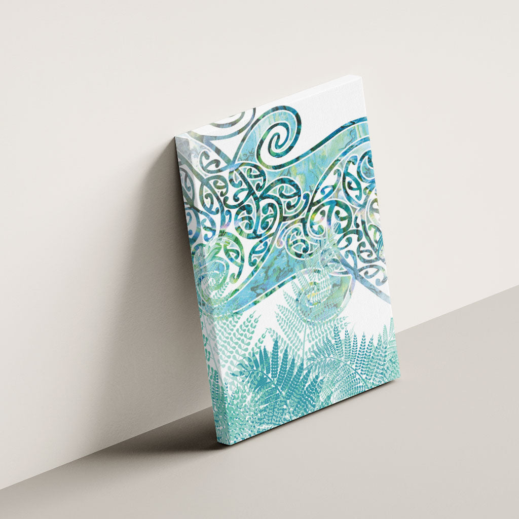 Aotearoa Maori Koru Curves Canvas Wall Art Mossy Paua Shell LT7 - Polynesian Pride
